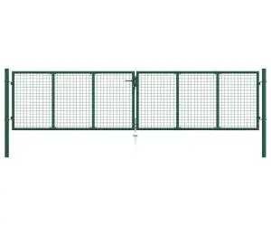 Poartă de grădină din plasă, verde, 390 x 100 cm, oțel