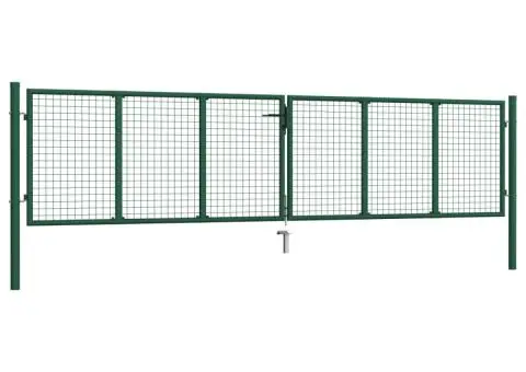 Poartă de grădină din plasă, verde, 390 x 100 cm, oțel - 2/5