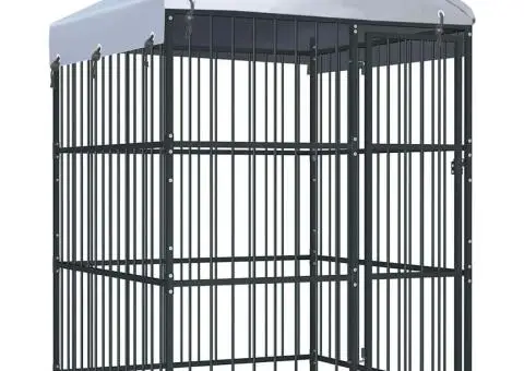 Padoc pentru câini de exterior, cu acoperiș, 150 x 150 x 210 cm - 1/5