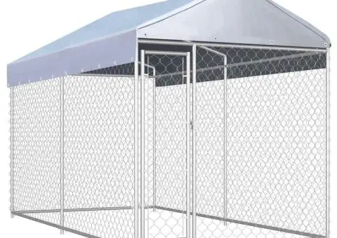 Padoc de exterior cu prelată pentru câini, 382x192x225 cm - 1/4