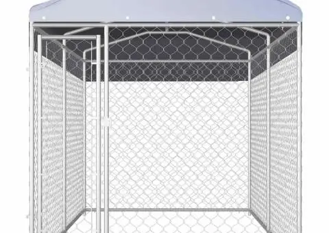 Padoc de exterior cu prelată pentru câini, 382x192x225 cm - 2/4