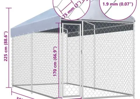 Padoc de exterior cu prelată pentru câini, 382x192x225 cm - 4/4