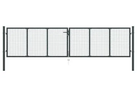 Poartă de grădină din plasă, gri, 400 x 125 cm, oțel galvanizat - 1/5