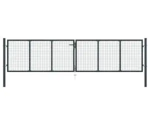 vidaXL Poartă de grădină din plasă, gri, 400 x 125 cm, oțel galvanizat