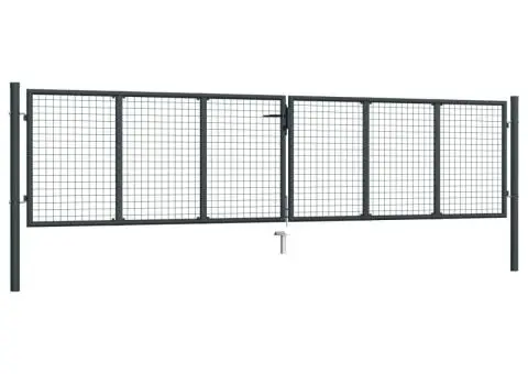 Poartă de grădină din plasă, gri, 400 x 125 cm, oțel galvanizat - 2/5