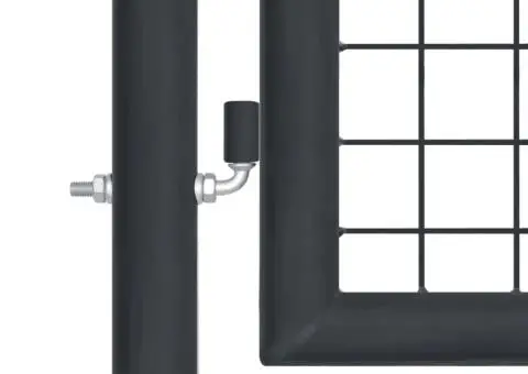 Poartă de grădină din plasă, gri, 400 x 125 cm, oțel galvanizat - 3/5