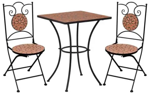 Set de bistro mozaic, 3 piese, cărămiziu, placă ceramică - 1/5