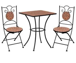 vidaXL Set de bistro mozaic, 3 piese, cărămiziu, placă ceramică