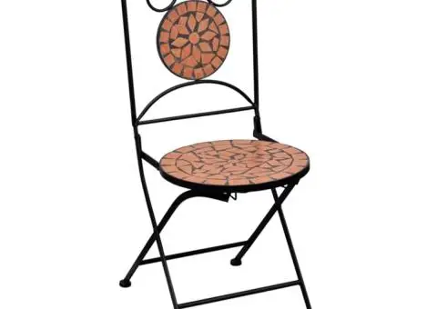 Set de bistro mozaic, 3 piese, cărămiziu, placă ceramică - 3/5