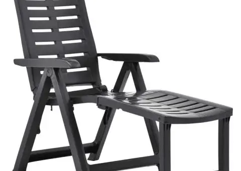 Șezlong pliabil, antracit, plastic - 1/5