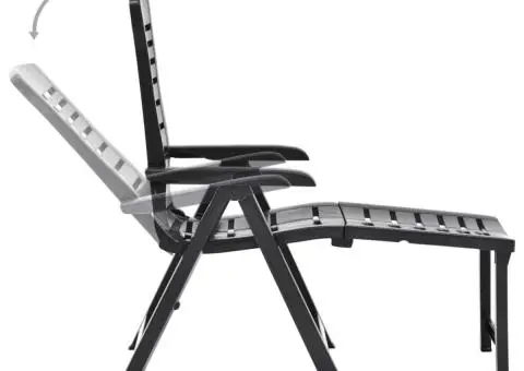 Șezlong pliabil, antracit, plastic - 4/5