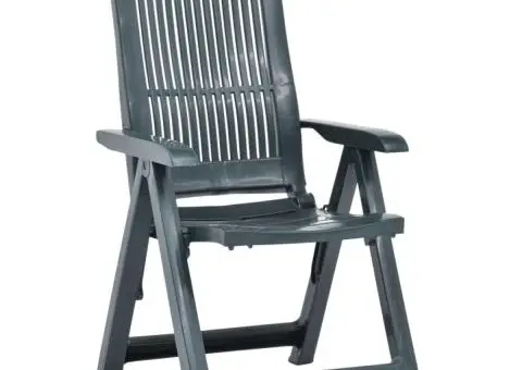 Scaune de grădină rabatabile, 2 buc., verde, plastic - 2/5