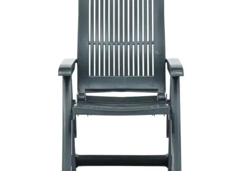 Scaune de grădină rabatabile, 2 buc., verde, plastic - 3/5