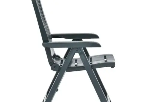 Scaune de grădină rabatabile, 2 buc., verde, plastic - 4/5