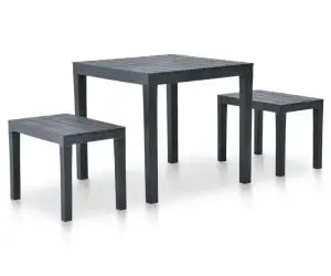 vidaXL Masă de grădină cu 2 bănci, antracit, plastic