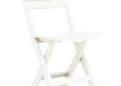 Scaune de grădină pliabile, 2 buc., alb, plastic - 2/5