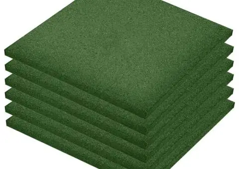 Plăci de protecție la cădere, 6 buc, verde, 50x50x3 cm, cauciuc - 2/5