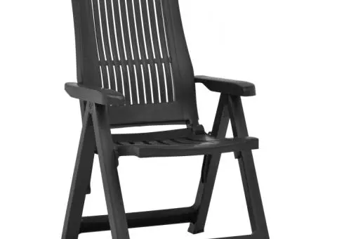 Scaune de grădină rabatabile, 2 buc., antracit, plastic - 2/5