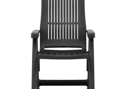 Scaune de grădină rabatabile, 2 buc., antracit, plastic - 3/5