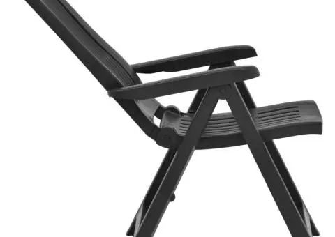 Scaune de grădină rabatabile, 2 buc., antracit, plastic - 4/5