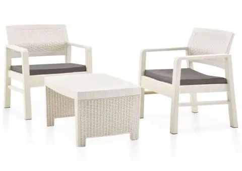 Set mobilier de grădină, 3 piese, alb, plastic - 1/5