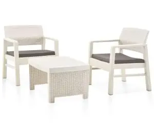 vidaXL Set mobilier de grădină, 3 piese, alb, plastic