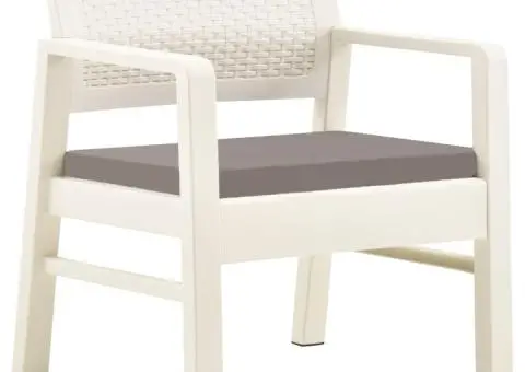 Set mobilier de grădină, 3 piese, alb, plastic - 2/5