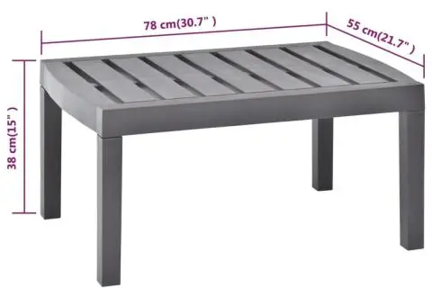 Masă de grădină, cafeniu, 78 x 55 x 38 cm, plastic - 5/5