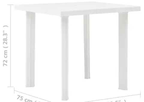 Masă de grădină, alb, 80 x 75 x 72 cm, plastic - 5/5