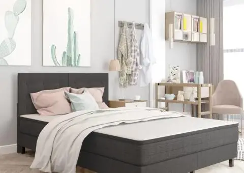 Tăblie capitonată, gri închis, 140 x 200 cm, material textil - 1/5