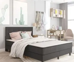 vidaXL Tăblie capitonată, gri închis, 140 x 200 cm, material textil