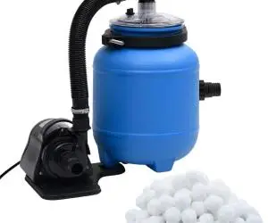 vidaXL Pompă de filtrare pentru piscină, negru și albastru, 4 m³/h