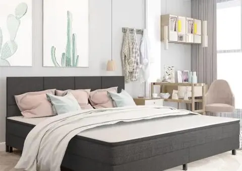 Tăblie de pat, gri închis, 200 x 200 cm, material textil - 2/5