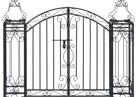 Poartă de grădină ornamentală, 122 x 20,5 x 100 cm, fier forjat - 1/5