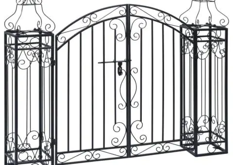 Poartă de grădină ornamentală, 122 x 20,5 x 100 cm, fier forjat - 2/5