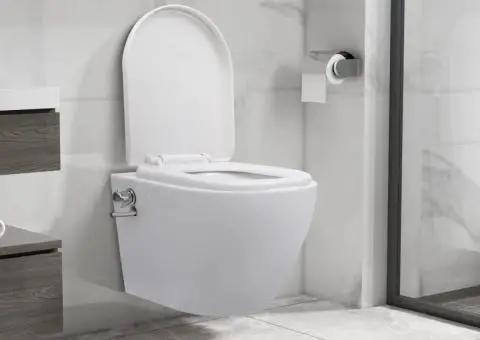 Vas WC suspendat fără ramă cu funcție de bideu, alb, ceramică - 1/5