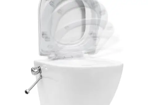 Vas WC suspendat fără ramă cu funcție de bideu, alb, ceramică - 3/5