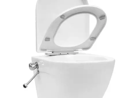 Vas WC suspendat fără ramă cu funcție de bideu, alb, ceramică - 4/5