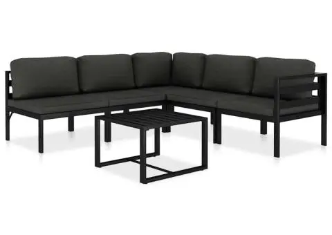 Set mobilier de grădină cu perne, 6 piese, antracit, aluminiu - 1/5