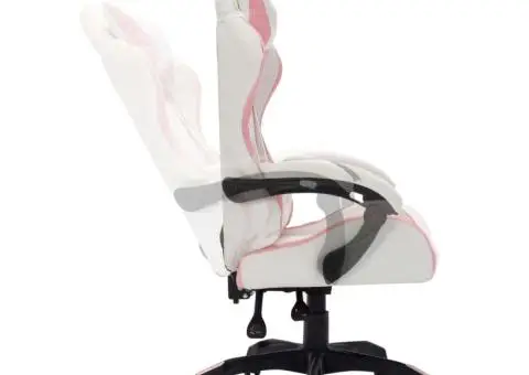 Scaun de racing cu LED RGB, roz și negru, piele ecologică - 5/5