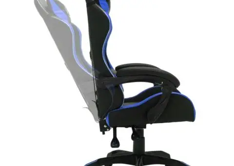 Scaun de jocuri cu LED RGB, albastru și negru, piele ecologică - 5/5