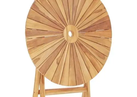 Masă pliabilă de grădină, Ø 85 cm, lemn masiv de tec - 4/5