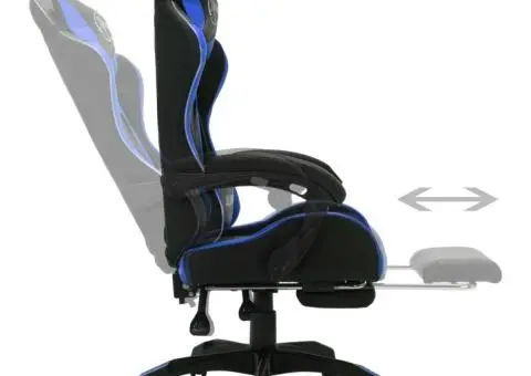 Scaun de jocuri cu LED RGB, albastru și negru, piele ecologică - 5/5