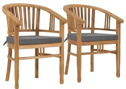 Scaune de grădină cu perne, 2 buc., lemn masiv de tec - 1/5