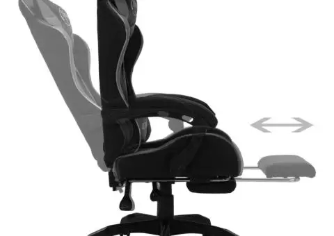 Scaun de racing cu LED RGB, gri și negru, piele ecologică - 5/5