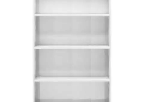 Bibliotecă 4 rafturi, alb lucios, 80x24x142 cm, lemn prelucrat - 4/5