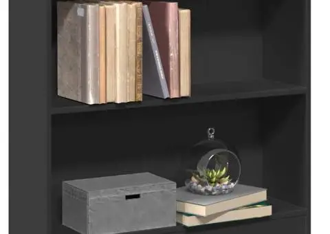 Bibliotecă, negru, 80 x 24 x 75 cm, PAL - 4/5