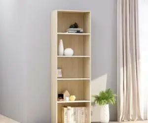 vidaXL Bibliotecă cu 5 rafturi alb/sonoma 60x30x189 cm, lemn prelucrat