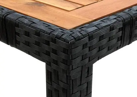 Set mobilier de exterior cu perne, 9 piese, negru, poliratan - 5/5