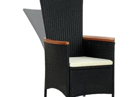 Set mobilier de exterior 9 piese negru poliratan lemn de acacia - 3/5